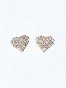 Sexy Glitter Heart Shape Rhinestone Pasties, Jewelry Accessory For Women's Bikini, Nightclub Party