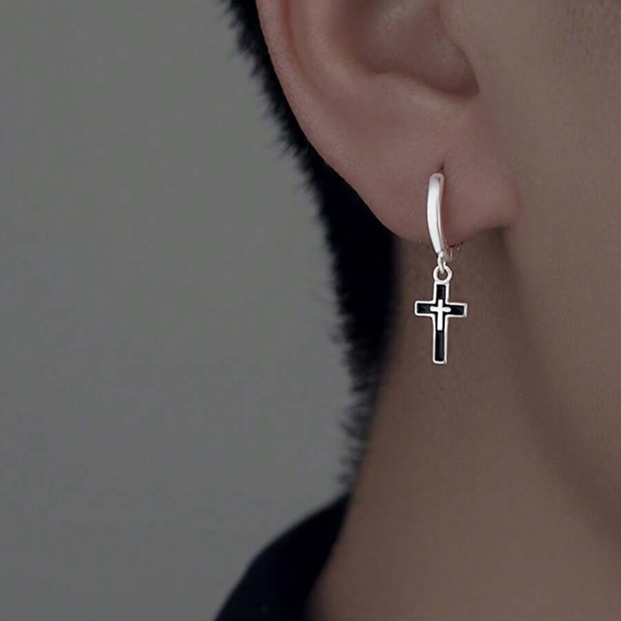 1 para męskich kolczyków - modny styl hip-hopowy, biżuteria do codziennego noszenia i na prezent