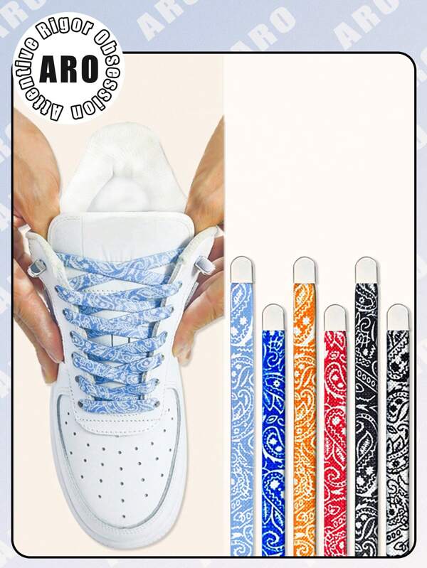 1 Pair Of Elastic Cashew Flower Shoelaces, Fashionable Shoelaces, Skateboard Shoes, Sports Shoes, Men's And Women's Sports Shoes, Casual Shoes Accessories, Suitable For Daily Wear In Summer
