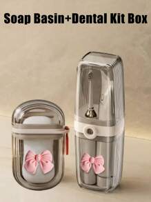 Portable Travel Soap Dish And Toothbrush Holder Set - Plastic, Oval Shape, Essential For Camping, Gym, And Bathroom Accessories.