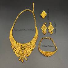 5pcs Luxury Bridal Jewelry Set With Earrings, Necklace And Ring, Suitable For Weddings, Ceremonies, Parties