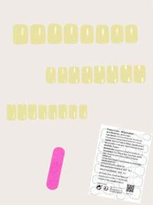 Eleva il tuo stile con 24 unghie finte corte a forma quadrata, gel, colore giallo pollo fresco e vivace, giallo pallido, colore solido, elegante per primavera ed estate, uso quotidiano, colore giallo cremoso, copertura totale, kit per unghie finte per donne e ragazze, include 1 foglio di adesivi e 1 striscia di lime in gel jelly, spedizione casuale