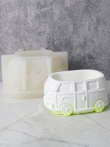 Molde de silicona con forma de autobús de dibujos animados, maceta, caravana, para hacer macetas de concreto o cemento para plantas suculentas, manualidades DIY, caja de almacenamiento, vela, taza. Decoración del hogar y jardín, artesanía, regalos. - molde de silicona blanco - Ver 6