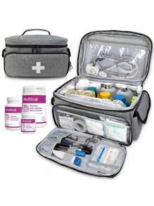 1 pièce Trousse de premiers soins très demandée, sac de rangement multifonction, sac de rangement pour bouteilles de médicaments, boîte de premiers soins portable, kit d'outils médicaux portatif, sac de transport pour médicaments