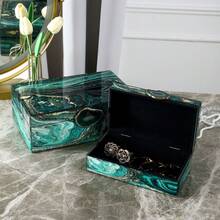 2pcs Set Luxury Natural Stone Glass Jewelry Storage Box - Green Two Piece Set - View 3