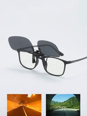 4/3/2/1pc Unisex Polarized Clip-On - Stylish Flip-Up Protection For Driving, Fishing & Street Style - Chic Over Prescription Glasses Accessory With Anti-Glare Lenses ,Polarized Wayfarer For Driving | Black-Grey & Night Vision Yellow Lenses