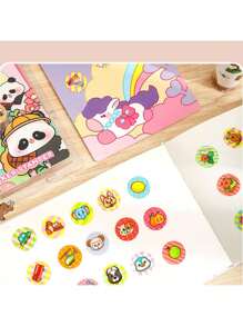 1 Set Of 200 Pcs Cute Cartoon Stamp Stickers, For Magic Sealing And DIY Decoration, Perfect For Rewards And Decoration,School Supplies,Back To School