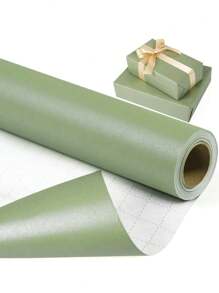 1卷鼠尾草绿包装纸，哑光金属质感包装纸，纯色包装纸，礼品包装纸，适用于婚礼、情人节、生日、圣诞节、DIY花束、金属圣诞礼品包装纸、DIY圣诞装饰纸，纯色图案，哑光表面