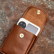 Top Grain Leather Waist Bag, Men's Leather Belt Bag, Minimalist Compact Pouch Water Repellent - Brown - View 8