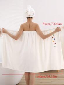 2pcs Women Minimalist Embroidered Soft & Comfortable Bath Robe And Bath Cap Set Summer Wedding Home Bathroom Decor Back To School - White Plum Blossom Skirt - View 8