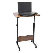 Adjustable Height Standing Desk, Portable Laptop Desk, Rolling Computer Stand With Adjustable Height - 棕色 - 查看 7