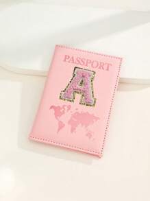 Capa Para Passaporte Com Letras De A A Z, Porta-Passaporte De Viagem Com Estampa De Mapa, Pasta Para Passaporte Rosa, Carteira Para Passaporte Para Viagens De Negócios