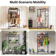 HOKEEPER Double Clothes Rack Clothes Rail With Height Adjustable Shelves Load 181KG Garment Racks With Side Mesh Board And Hooks Freestanding Clothing Racks For Hanging Clothes - Black - View 6