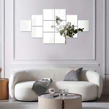 4/8pcs, 15/20/25/30cm Acrylic 3D Square Mirror Wall Sticker Decor, 1mm Thick, Suitable For Bedroom, Living Room, Office, Kitchen, Bathroom, Garage Entrance, Dance Studio, Gym, Yoga, Shatterproof, Removable Self-Adhesive Acrylic Mirror, Wall-Mounted Vanity Mirror, Full-Length Mirror, Polished Surface, No Frame Required Stickers Personalised Stickers