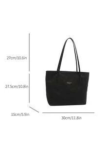 Tas Tote PU Mewah Minimalis Chic, Desain Merek Kecil Unik dengan Nuansa Mewah - Hitam - View 3