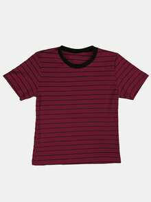 K&K FASHION SHEIN Ribbed Striped T-Shirt - Granate - Ver 3