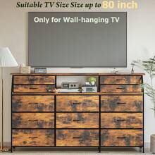 72" Extra Wide Bedroom Dresser With 13 Large Drawers & 2 Shelves, Fabric Design, Sturdy Metal Frame & Wood Top For Closet Organization - Brown - View 7