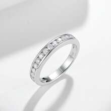 1pc Classic Eternity Wedding Band Ring With 2.0mm Moissanite, 925 Silver Plated 18K, Suitable For Daily Wear, Party, And Dates