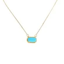 Birthstone Colored Zirconia Oval Pendant Birthday Clavicle Chain Necklace