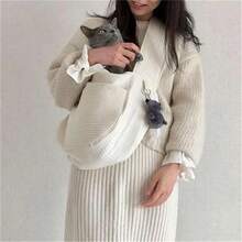 Mochila para mascotas, cómoda bolsa hecha a mano para perros, portador de gatitos para mascotas, viaje al aire libre, transpirable, bolso de hombro tipo bandolera, suministros - Blanco - Ver 3