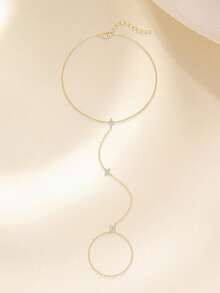 BALMORA 1 Piece Of Elegant And Fashionable S925 Sterling Silver Inlaid With Cubic Zirconia Flower Ankle Chain, Multi-Layer Stacked Toe Chain, Foot Accessory, Summer Daily Beach Vacation Outfit - Gold - View 4