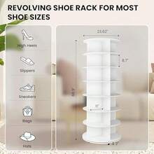 RsxPtyxagoros 7 Tier 360° Rotating Shoe Rack Tower Spinning Shoe Display Lazy Susan, Revolving Shoe Rack Storage Round Carousel, Vertical Handbag Rotate Shoes Closet Organization White - White - View 3