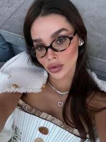 1 pièce Lunettes de femme à cadre ovale petit et elliptique, forme concave. Accessoires d'été pour l'étude, accessoires pour lunettes pour femmes
