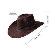 One PCS-Fashionable Retro Cowgirl Hat For Women  Men - Durable Synthetic Leather Sun Cap For Holidays, Beach Outings  Hiking Trails - Nâu nhạt - Xem 7