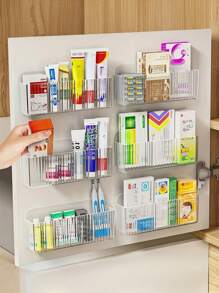 1 Stück platzsparender an der Wand montierter Organizer - ohne Bohren, transparente Aufbewahrungsbox für Haushalts- und Studentenwohnheim Erste-Hilfe-Kits, Körbe, Kästen und Behälter für Haushaltsorganisation, Badezimmer Kosmetikaufbewahrung