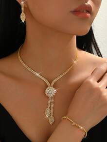 Bride Floral Necklace Earrings Bracelet Set, Party/Street Look Wedding Season Valentine's Day Accessories