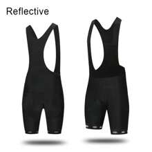 RAUDAX Shorts de cyclisme de compétition de haute qualité, faits d'un mélange élastique de polyester et de spandex, entièrement noirs avec des bandes de jambe réfléchissantes et antidérapantes, convenant pour le vélo tout-terrain en été