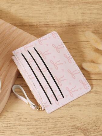 Rosa rosett Kärleksmönster Blixtlås Liten plånbok Myntficka Liten handväska Bifold Slim Damplånbok MiniTunn,Lätt,Multi Layer Portable,ID-kort,Pengar Kreditkort Minimalistisk,Mode,Modern,Affär,För jubileum,För födelsedagspresent,För present,För tjejer,För Dam,För Kvinnor Till Skolan Skoltillbehör