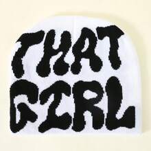 1pc Girl Acrylic Patterned Knit Beanie Hat, Lightweight Skull Design, Suitable For Spring, Autumn, Winter, Skiing, Cycling, Traveling - Multicolor - View 3