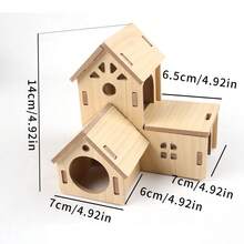 1pc Pet Hamsters House DIY Gerbil Hideout Bridge Chinchilla Seesaw Villa Wooden Small Nest For Pet Sport Exercise Training Toys Small Animal Activity Climb DIY Cage Accessories - Multicolor - View 11