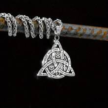 Collier pendentif avec nœud celtique de sorcière viking pour hommes, chaîne à runes, Odin gothique, acier inoxydable, amulette de protection, cadeaux de bijoux