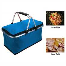 Canasta plegable extra grande de 30L - Organizador aislado premium con asa de metal cómoda - Perfecto para aventuras al aire libre, reuniones familiares, camping, barbacoas, compras y viajes - Almacenamiento plegable sin esfuerzo