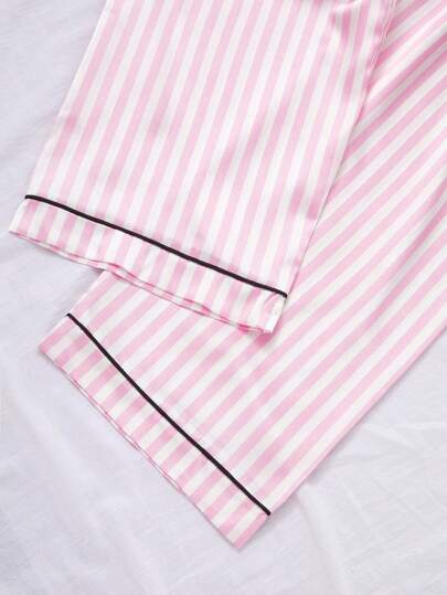 Piece Short Sleeve Top Shorts Pants Gestreepte Printed Pocket Homewear Set, Women Pyjama view 6