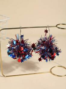 2 pièces Boucles d'oreilles à feux d'artifice larges et brillantes, boucles d'oreilles de fête exagérées de style de rue rouges/blanches/bleues, boucles d'oreilles pour femmes avec ambiance de festival