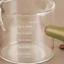 1 件木柄量杯家用酒吧厨房餐厅玻璃杯双口牛奶杯工具牛奶壶厨房餐具耐热咖啡牛奶杯玻璃咖啡杯牛奶杯意大利玻璃咖啡量杯，拿铁杯回到学校