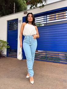 Mon Jeans Pants Without Lycra For Women - Light Wash - View 1