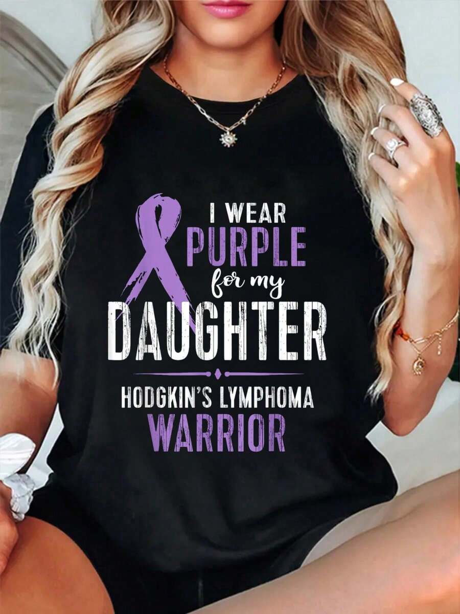 Hodgkins Lymphoma Awareness TShirt My Daughter Warrior - Black - View 1