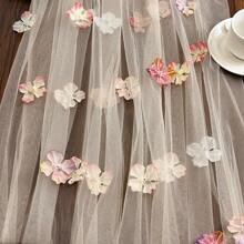 1pc Pleated Table Runner, Semi-Transparent Bali Crinkle Chiffon Table Runner, Bohemian Polyester Table Runner For Wedding Dining Table Decor, Bohemian Country Party Bridal Shower Decor