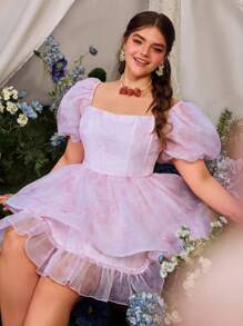 Faeriesty Abito da principessa romantico per la primavera/estate di Faeriesty con gonna in tulle arricciata - perfetto per appuntamenti in giardino, picnic e eventi estivi