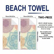 1pc Extra Large Beach Towel, Oversized, Super Absorbent, Fine Beach Towel, Multiple Sizes Available, Essential For Summer, Windproof, Sunscreen, Beach, Party, Drying Travel, Camping, Beach Accessory, Holiday Gift Beach Essentials