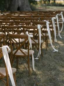 1/5/10Pcs Satin Wedding Chair Bows With Long Tails 43.3In Wedding Aisle Decorations Sashes With Ties White Chair Sashes Draping Ribbons Bows For Wedding Banquet Party Bridal Shower Events Paty Decoration