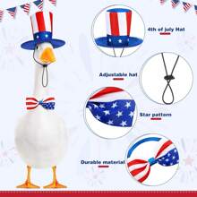 Shyyween 4th Of July Goose Outfit Set 23"/ 17'' Plastic Lawn Porch Patriotic Goose Clothes Outfit For Outdoor Patio Yard Lawn Art Decoration(Bowknot)