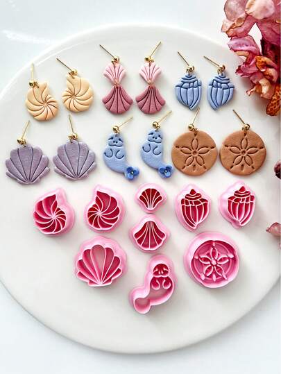 1/2/9Pcs Cute Marine Animal Polymer Clay Cutters, Summer Lovely Clay Earring Cutters For Polymer Clay Jewelry Making, DIY Earrings Necklace Pottery Tools, Clay Jewelry Making Kit, Clay Earring Molds, PLA Material