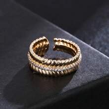 1 pieza Anillo abierto clásico con circonita cúbica de moda, adecuado para uso diario, de fiesta y casual de mujeres - anillo abierto - Ver 8