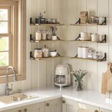 Superlele 6pcs 16.5 Inch Floating Shelves For Wall, Bookshelf, Wall Decor, Farmhouse Wall Shelves For Bedroom, Bathroom Storage, Living Room And Kitchen Decor, Room Decor