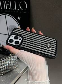 1pc Multicolor Mirror Rhinestone Inlaid Chain Design Cell Phone Case With Skin-Friendly & Comfortable Feel, Applicable For IPhone 16